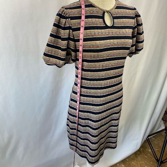Ebba Dress Lightweight Knit Puffy Short Sleeves 
Striped Keyhole neckline Adorab - Picture 6 of 12